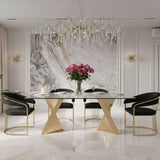 Gold Base Glass Dining Table | OROA Modern Buquet