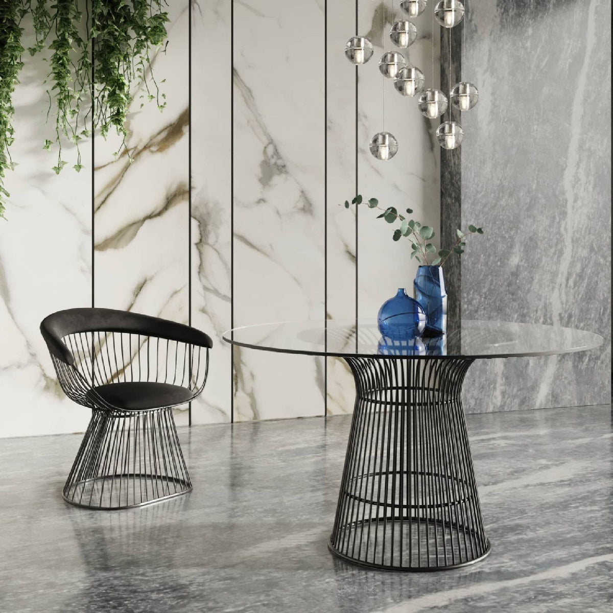 Round Tempered Glass Dining Table | OROA Modern Chandler