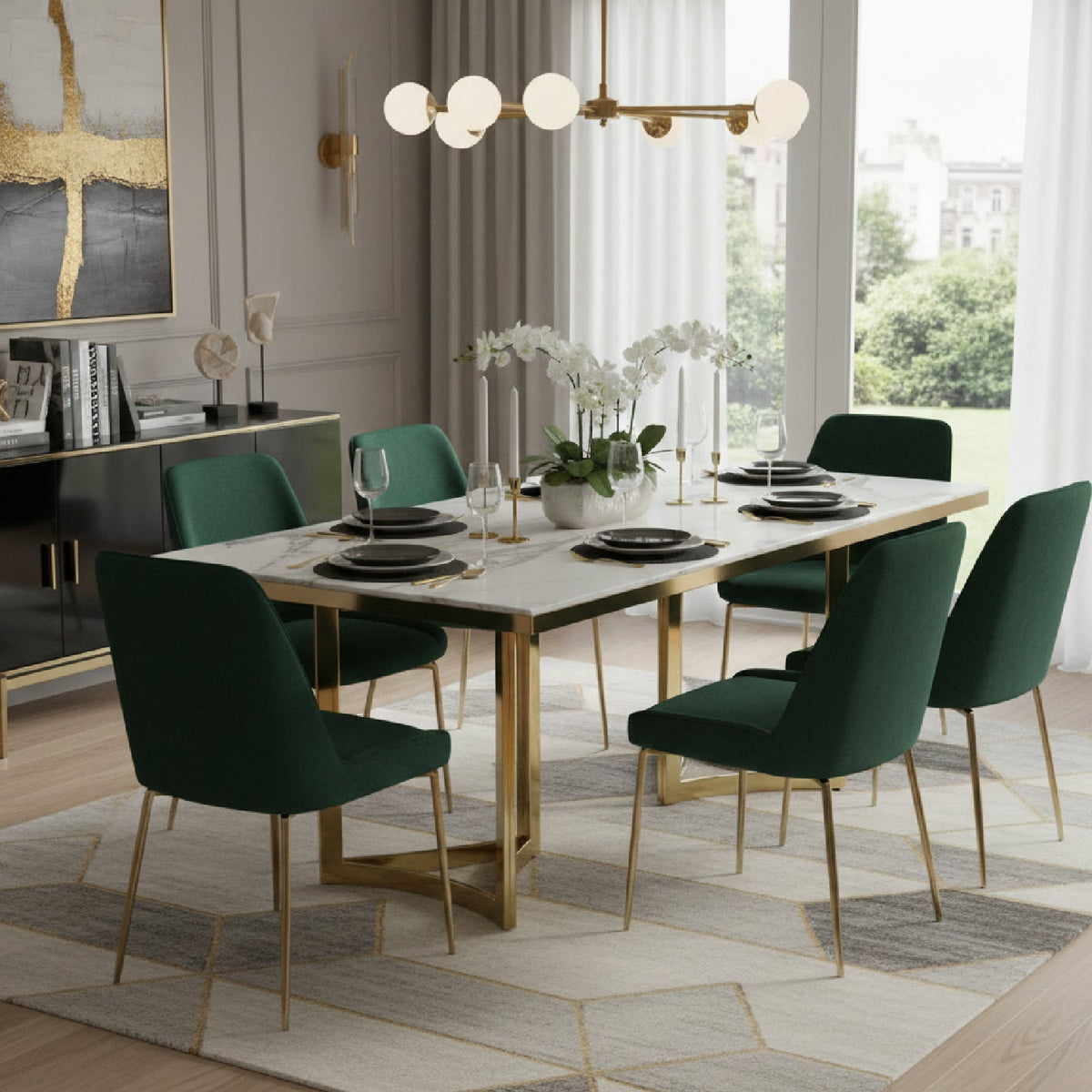 White Marble Top Dining Table | OROA Modern Loomis
