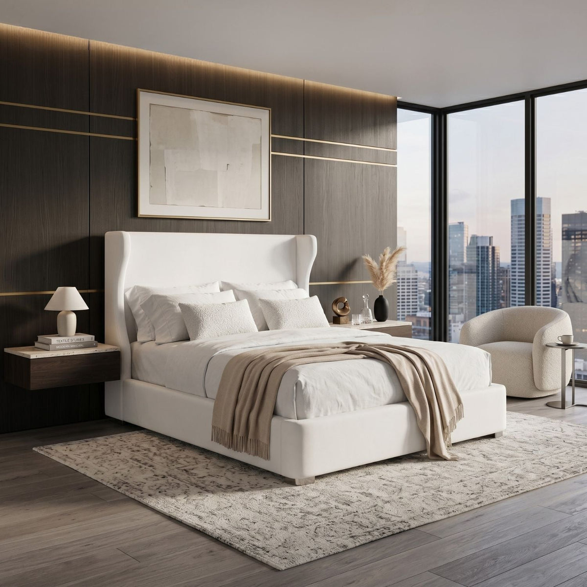White Upholstered Bed | Living Essentials Balboa