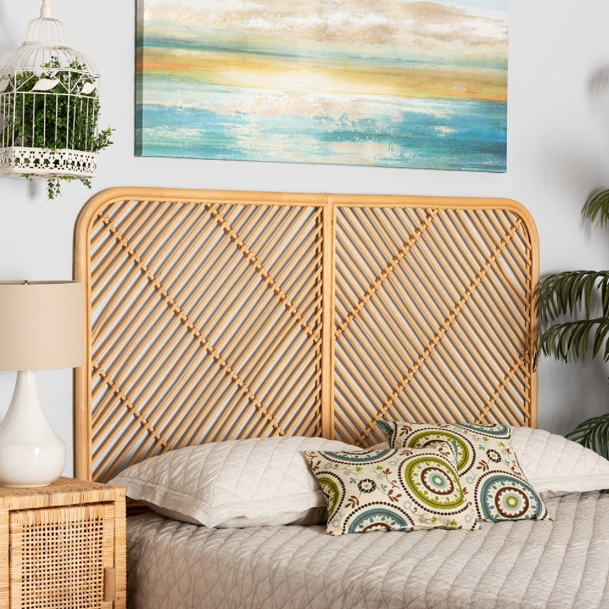 Modern European furniture - Natural Rattan Queen Size Headboard - www.oroa.com