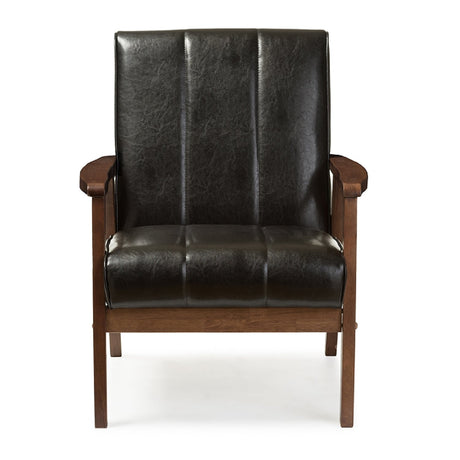 Modern European furniture - Panel Stitched Leather Inspired Lounge Chair - www.oroa.com