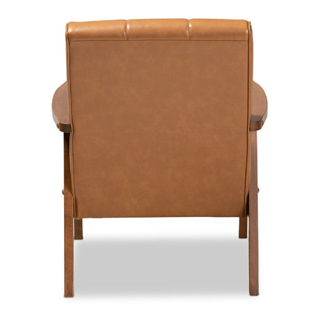 Modern European furniture - Tan Leather Effect Lounge Chair - www.oroa.com