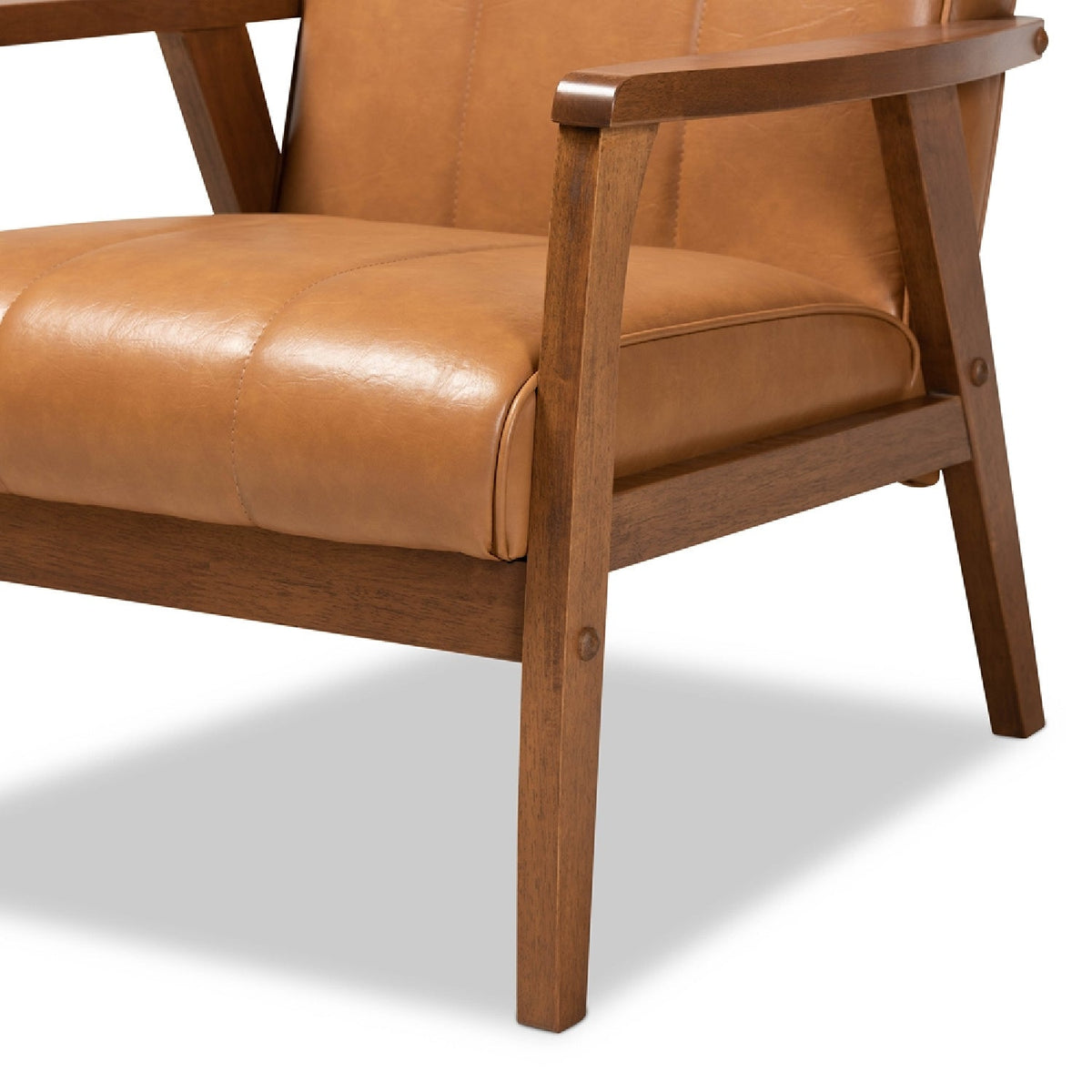 Modern European furniture - Tan Leather Effect Lounge Chair - www.oroa.com