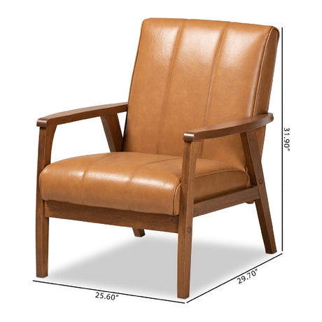 Modern European furniture - Tan Leather Effect Lounge Chair - www.oroa.com
