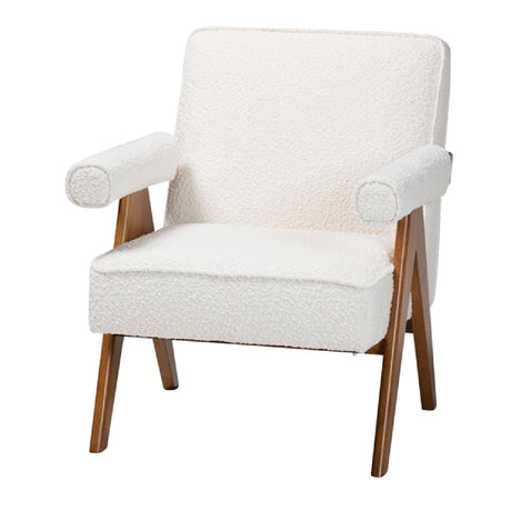 Modern European furniture - Cream Boucle Japandi Accent Armchair - www.oroa.com
