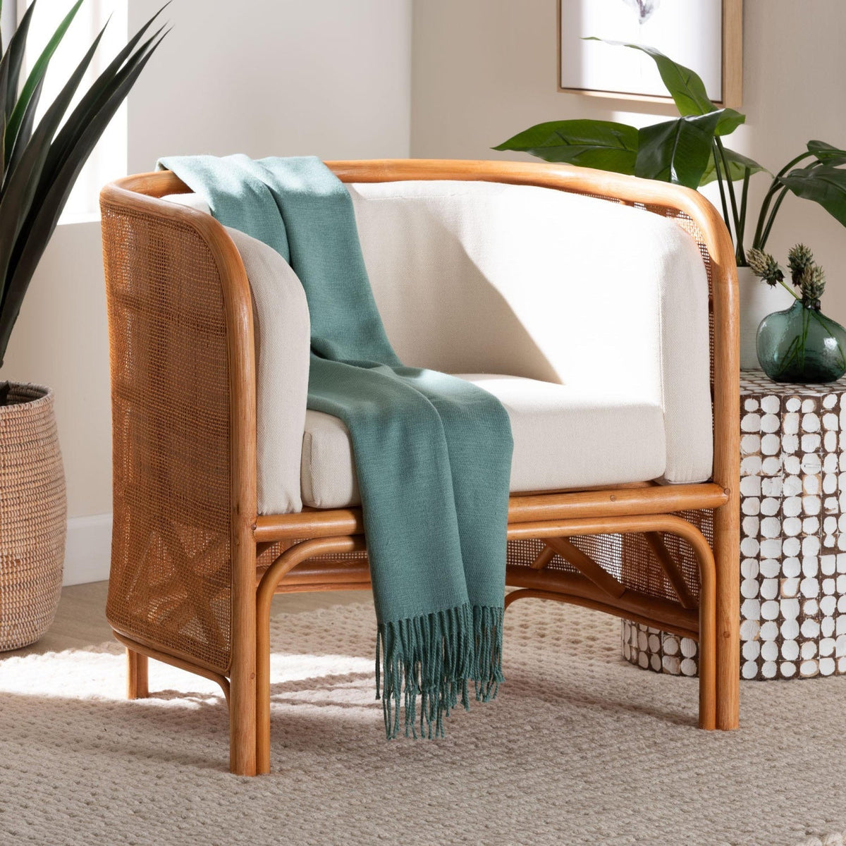 Modern European furniture - Curved Woven Rattan Accent Chair - www.oroa.com