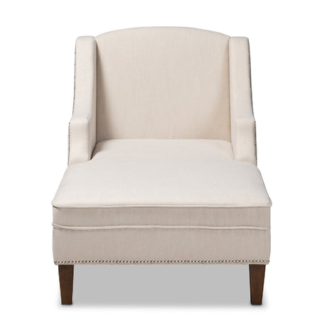 Modern European furniture - Beige Nailhead Trimmed Chaise Lounge - www.oroa.com