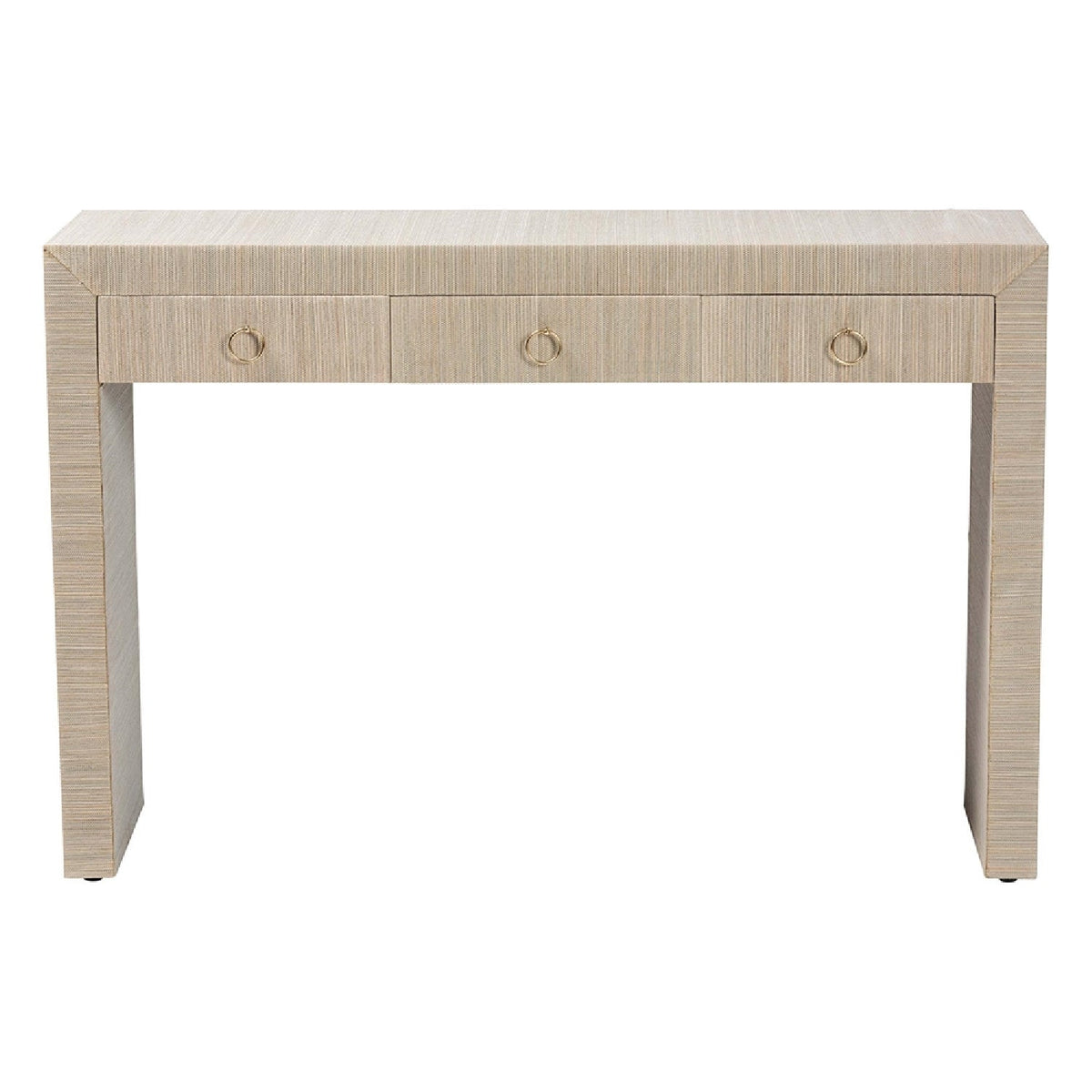 Modern European furniture - Natural Grasscloth 3 Drawer Console Table - www.oroa.com