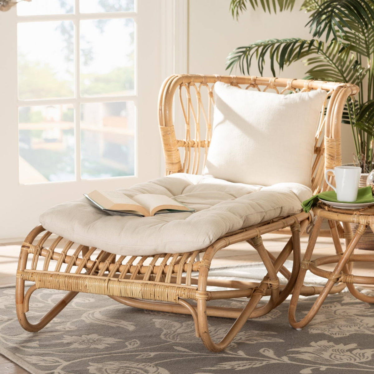 Modern European furniture - Brown Rattan Chaise Lounge - www.oroa.com