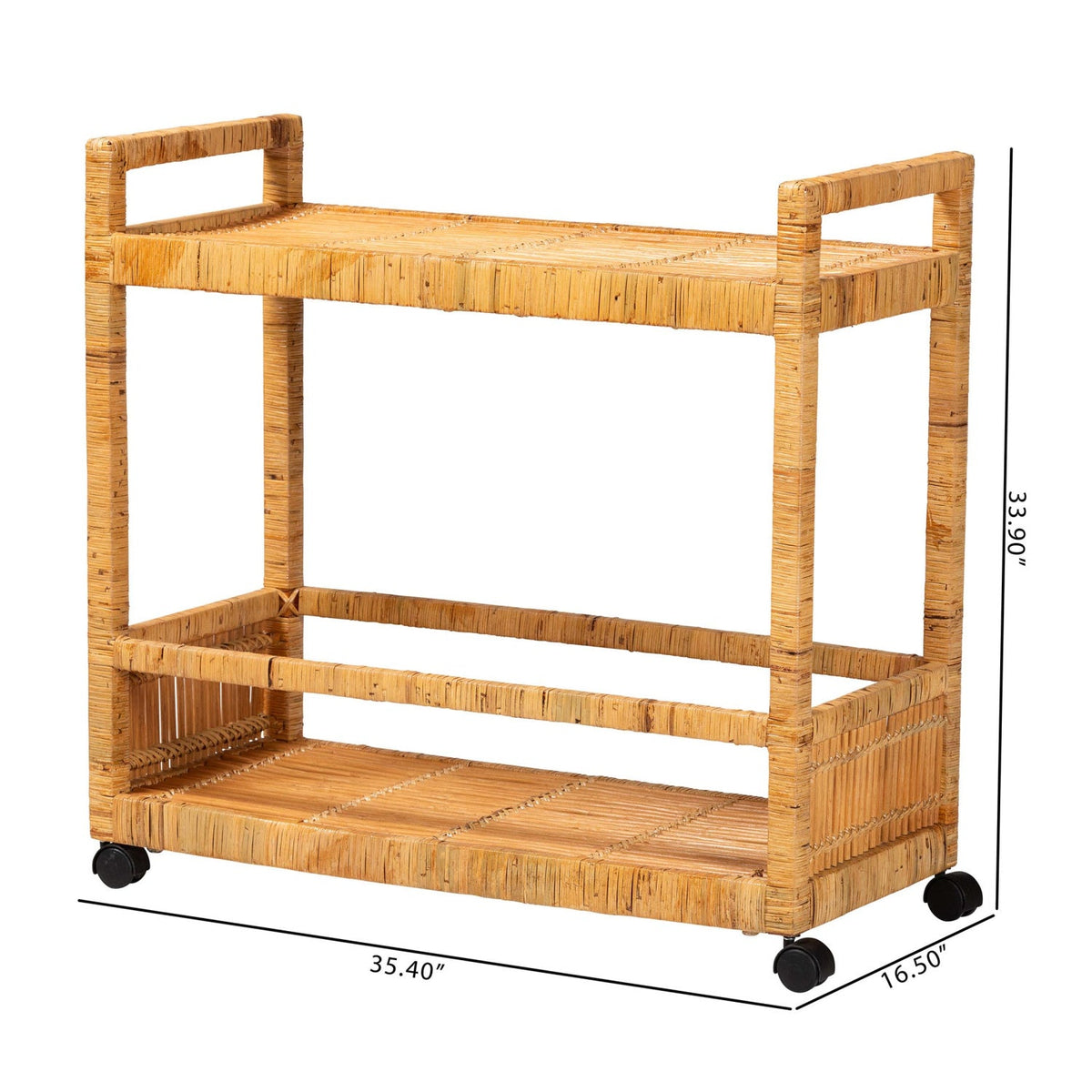 Modern European furniture - Rattan 2-Tier Kitchen Cart - www.oroa.com