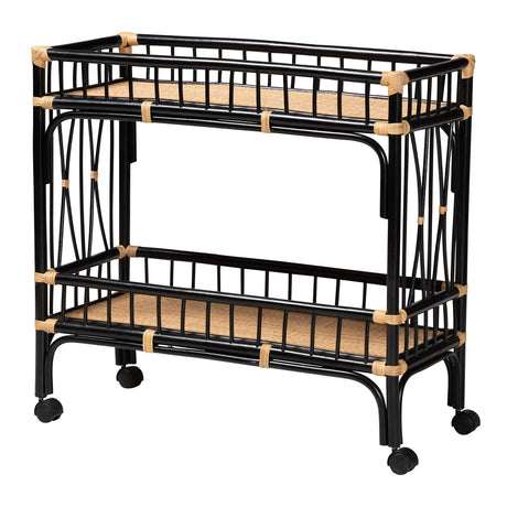 Modern European furniture - Black 2-Tier Kitchen Cart - www.oroa.com