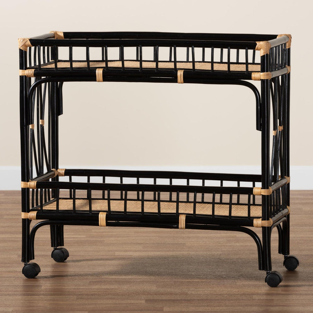 Modern European furniture - Black 2-Tier Kitchen Cart - www.oroa.com