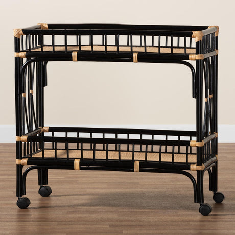 Modern European furniture - Black 2-Tier Kitchen Cart - www.oroa.com