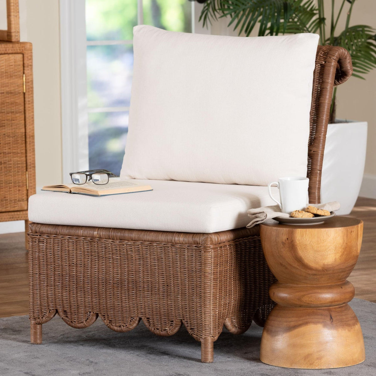 Modern European furniture - Wicker Scalloped Skirt Accent Chair - www.oroa.com
