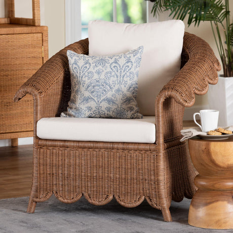Modern European furniture - Scalloped Skirt Rattan Lounge Chair - www.oroa.com