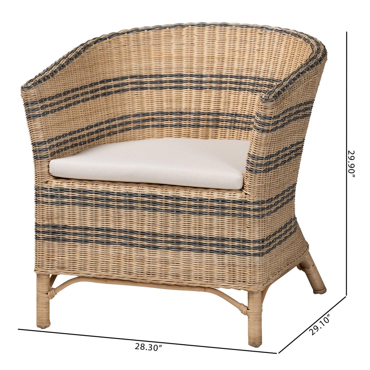 Modern European furniture - Striped Rattan Curved Accent Chair - www.oroa.com