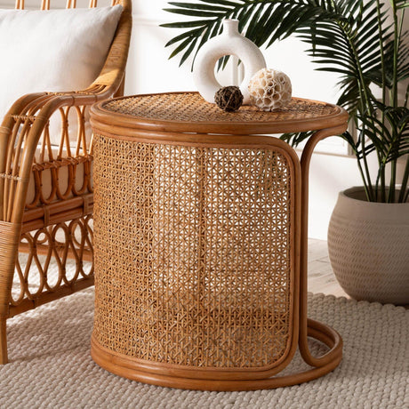 Modern European furniture - Woven Rattan Round End Table - www.oroa.com
