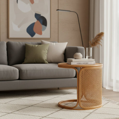 Modern European furniture - Woven Rattan Round End Table - www.oroa.com