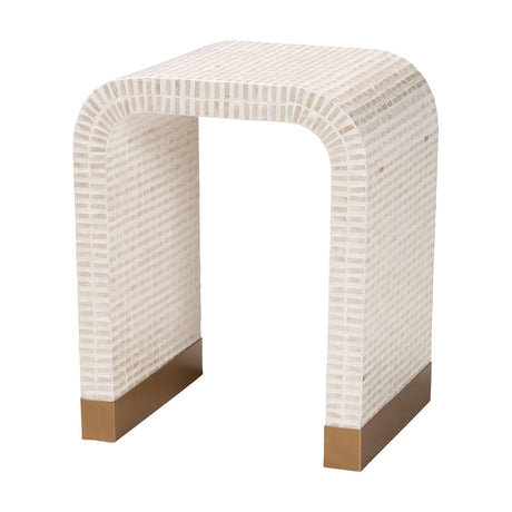 Modern European furniture - White Capiz Shell Side Table - www.oroa.com