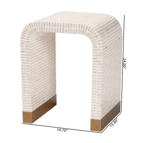 Modern European furniture - White Capiz Shell Side Table - www.oroa.com