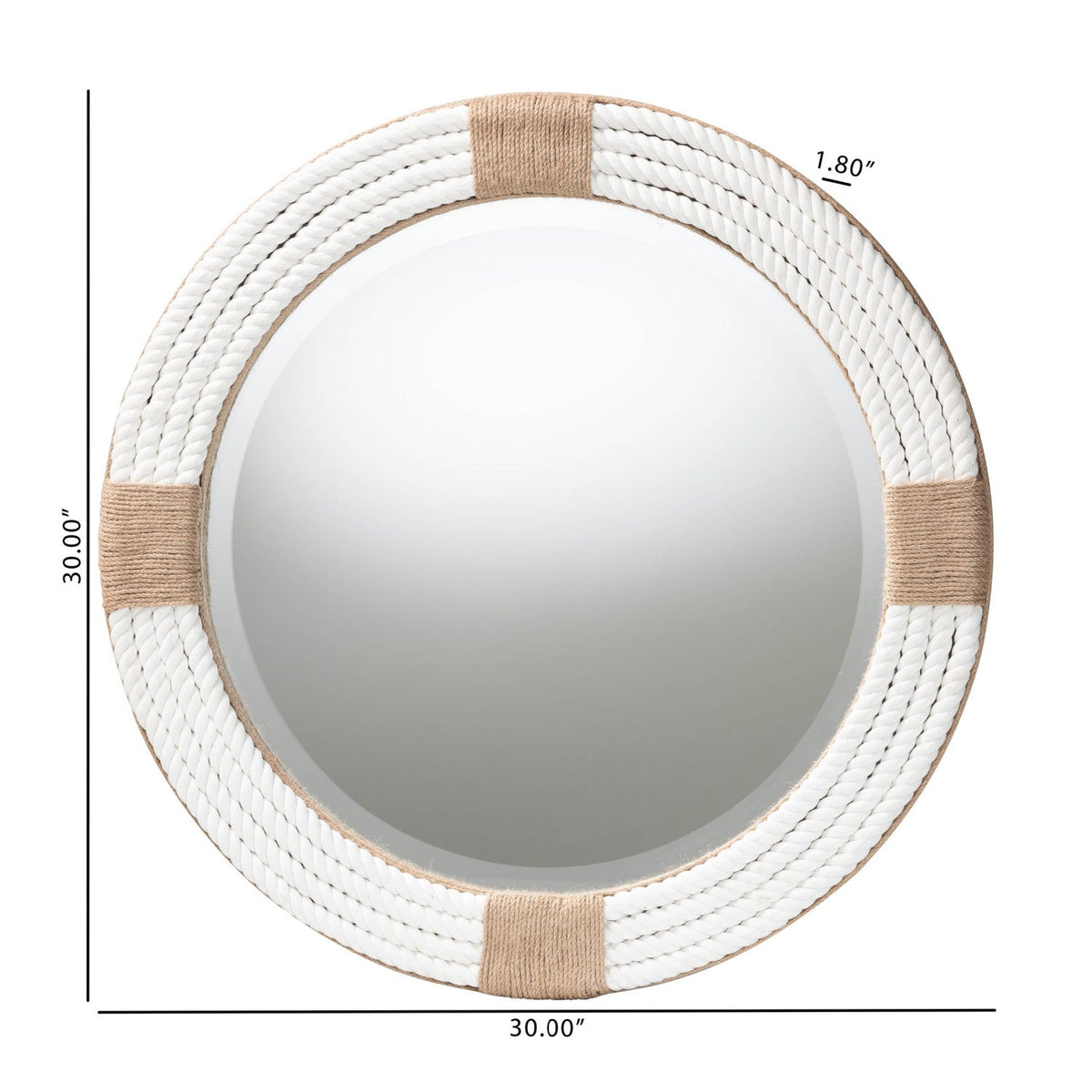 Modern European furniture - White Woven Round Mirror - www.oroa.com