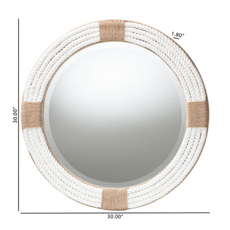 Modern European furniture - White Woven Round Mirror - www.oroa.com