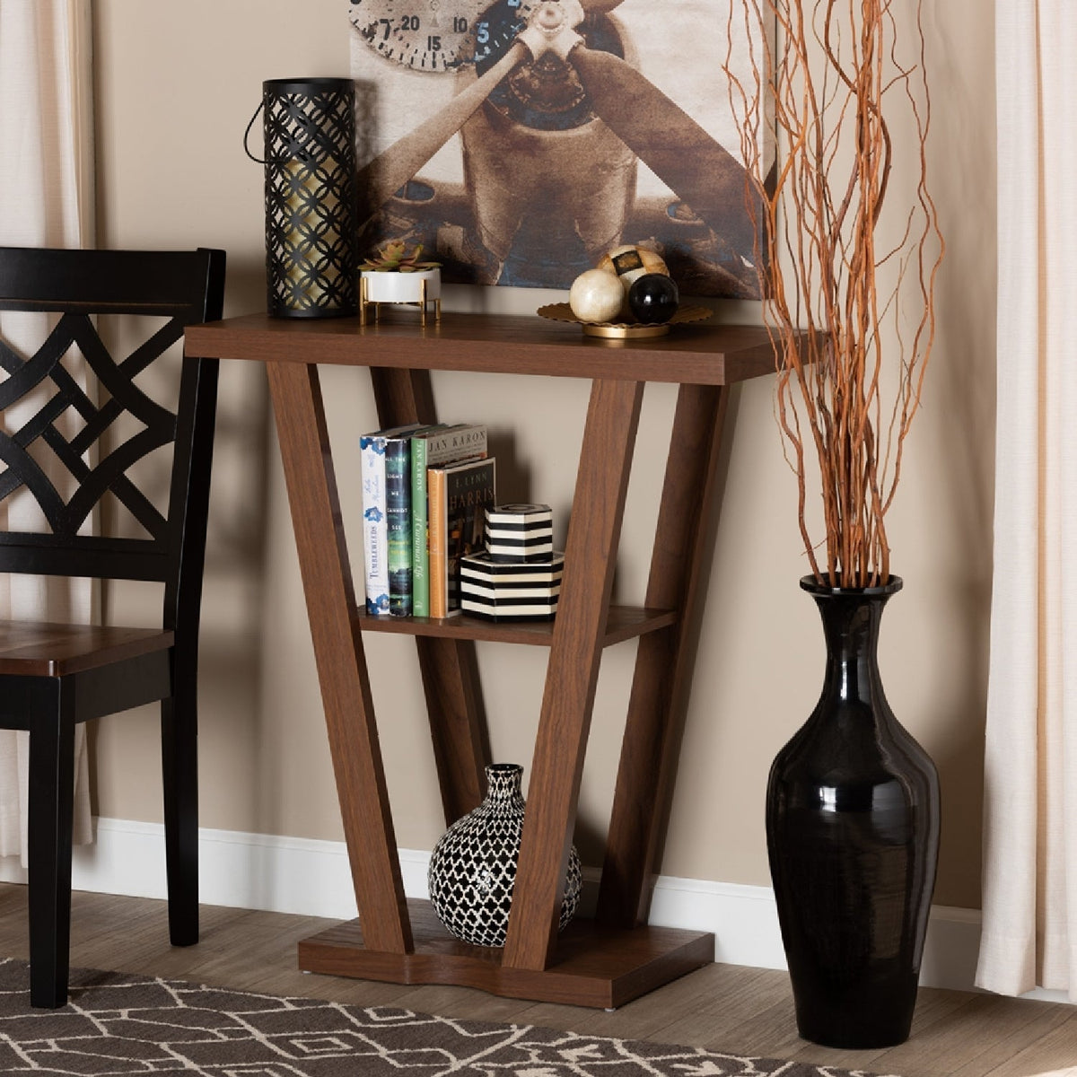 Modern European furniture - Walnut Angular Console Table - www.oroa.com