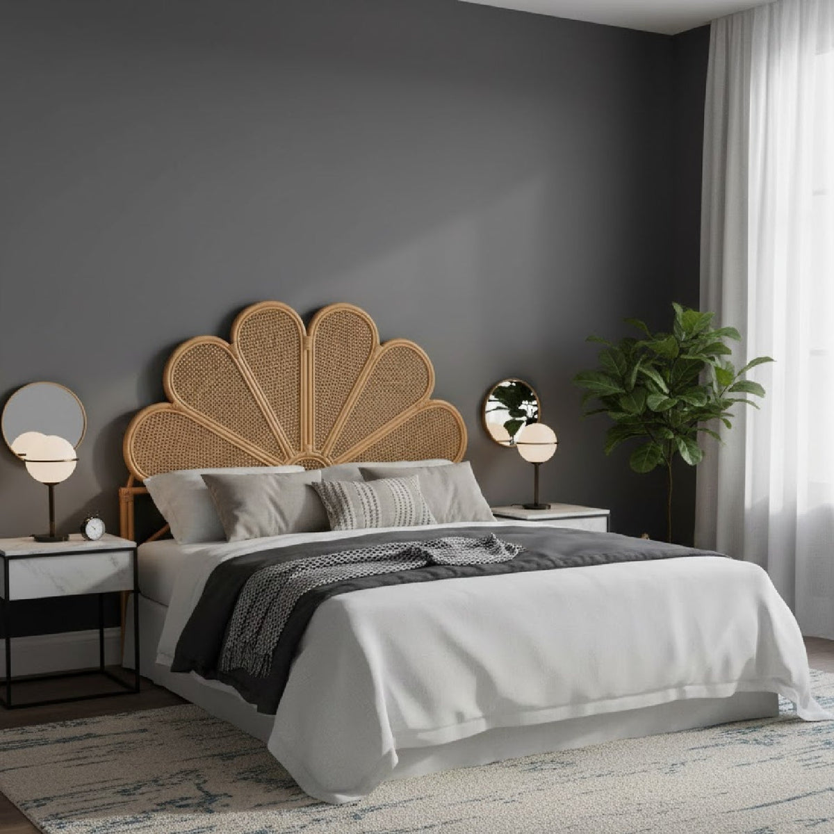 Modern European furniture - Rattan Queen Size Headboard - www.oroa.com