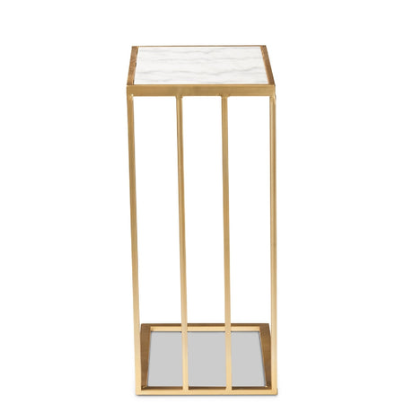 Modern European furniture - Gold C Shaped Marble End Table - www.oroa.com