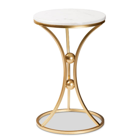 Modern European furniture - Gold Concave Marble End Table - www.oroa.com
