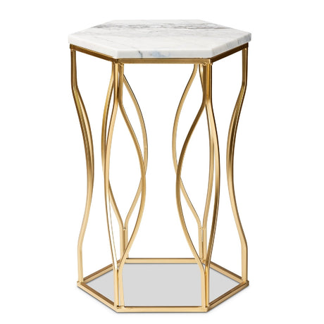 Modern European furniture - Hexagonal Marble End Table - www.oroa.com