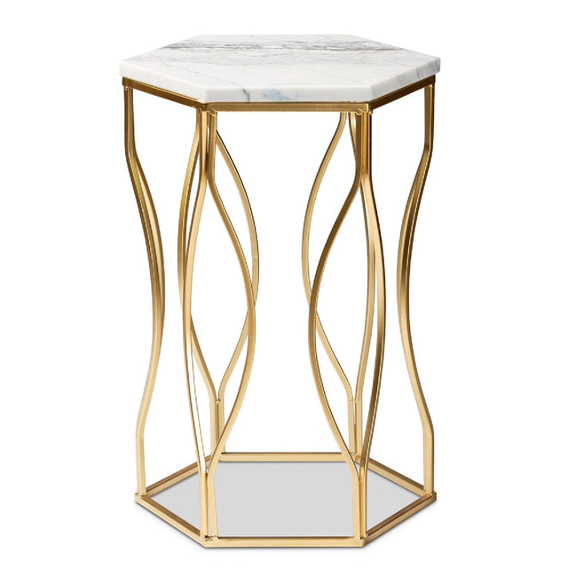 Modern European furniture - Hexagonal Marble End Table - www.oroa.com