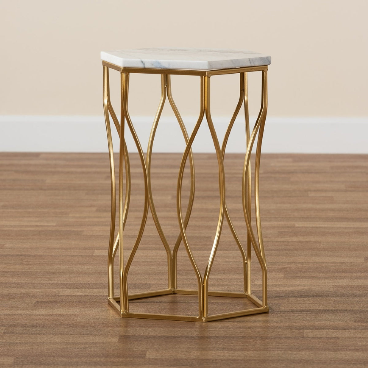 Modern European furniture - Hexagonal Marble End Table - www.oroa.com