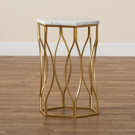 Modern European furniture - Hexagonal Marble End Table - www.oroa.com