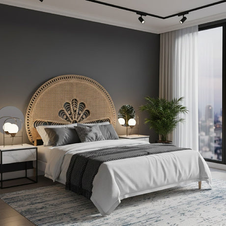 Modern European furniture - Rattan Bohemian Quuen Size Headboard - www.oroa.com