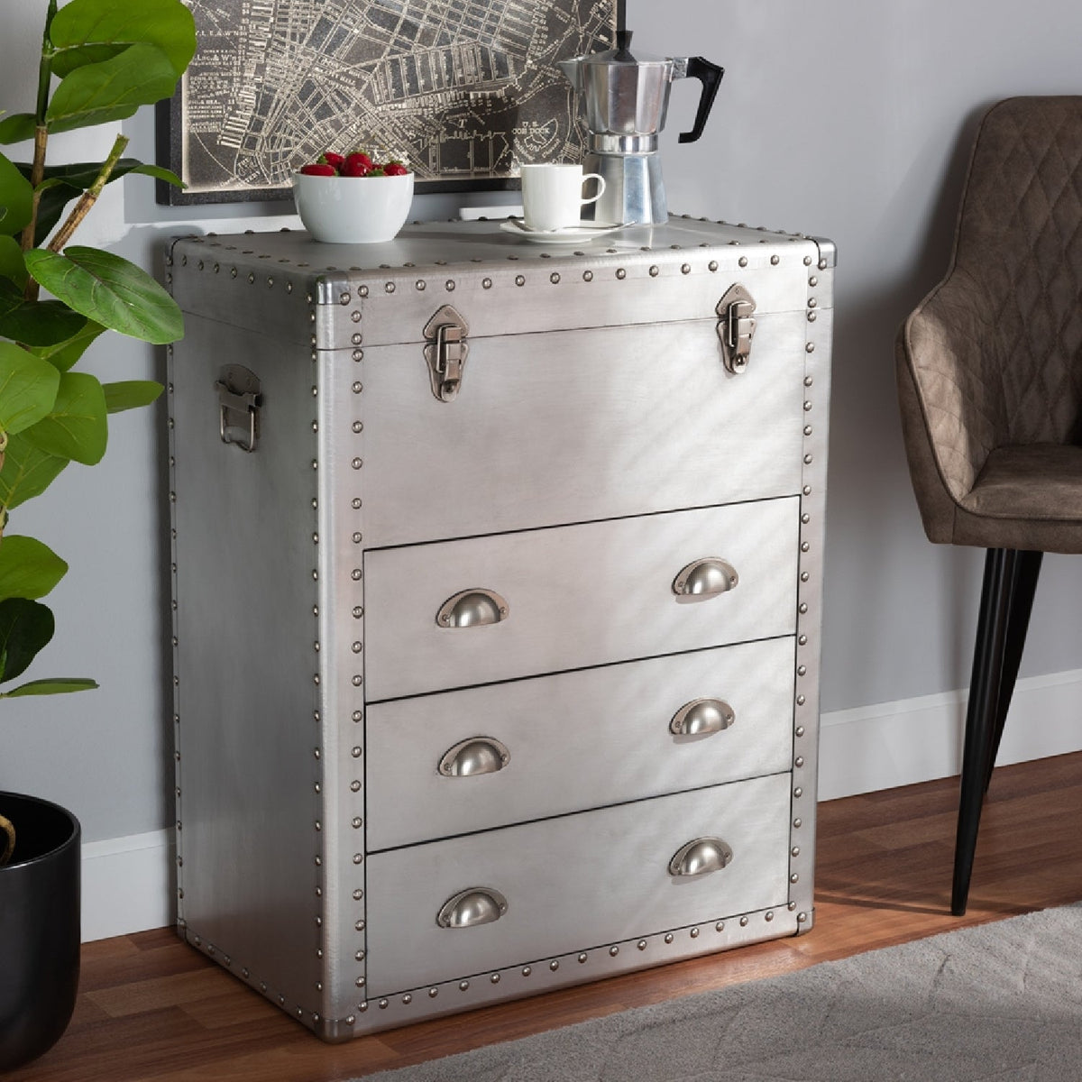 Modern European furniture - Silver Industrial Storage Cabinet - www.oroa.com