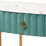Modern European furniture - Green Velvet 1 Drawer Console Table - www.oroa.com