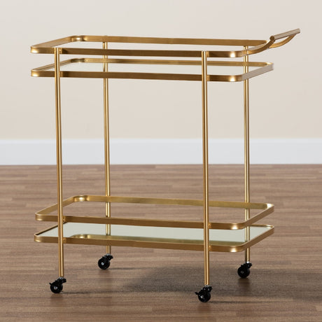 Modern European furniture - Gold Mobile Wine Bar Cart - www.oroa.com