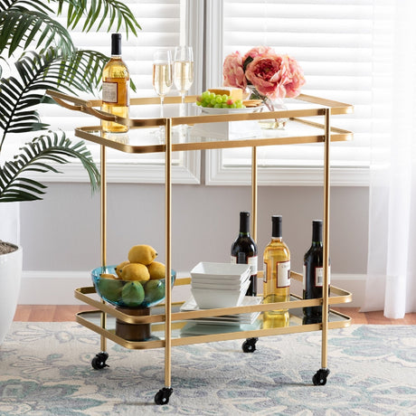 Modern European furniture - Gold Mobile Wine Bar Cart - www.oroa.com