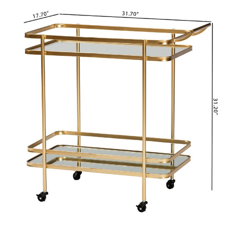 Modern European furniture - Gold Mobile Wine Bar Cart - www.oroa.com