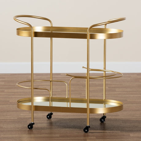 Modern European furniture - Brushed Gold Wine Bar Cart - www.oroa.com