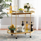 Modern European furniture - Brushed Gold Wine Bar Cart - www.oroa.com