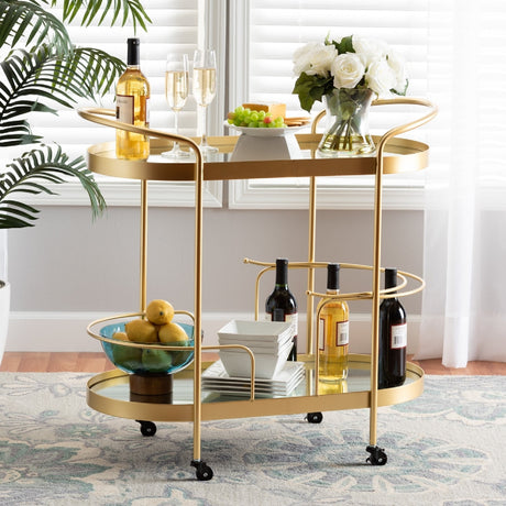 Modern European furniture - Brushed Gold Wine Bar Cart - www.oroa.com