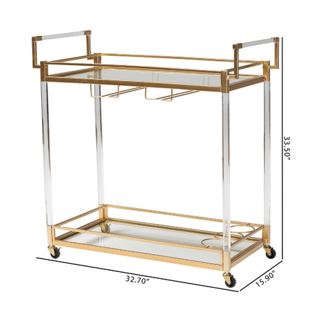 Modern European furniture - Gold & Glass Wine Cart  - www.oroa.com