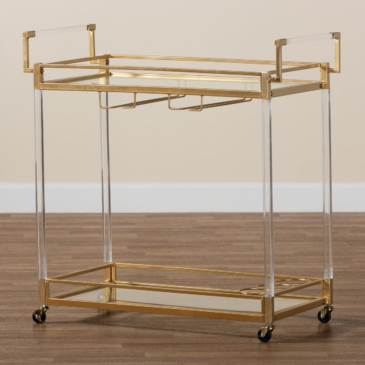 Modern European furniture - Gold & Glass Wine Cart  - www.oroa.com