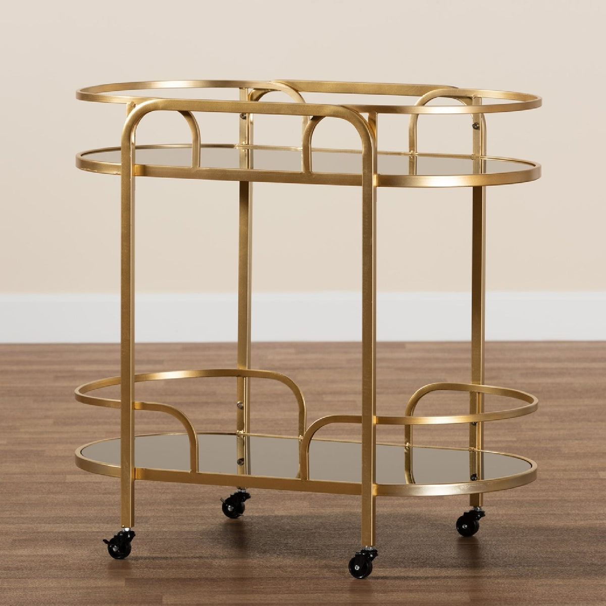 Modern European furniture - Gold 2-Tier Wine Cart - www.oroa.com
