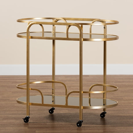 Modern European furniture - Gold 2-Tier Wine Cart - www.oroa.com