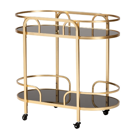 Modern European furniture - Gold 2-Tier Wine Cart - www.oroa.com
