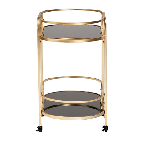 Modern European furniture - Gold 2-Tier Wine Cart - www.oroa.com